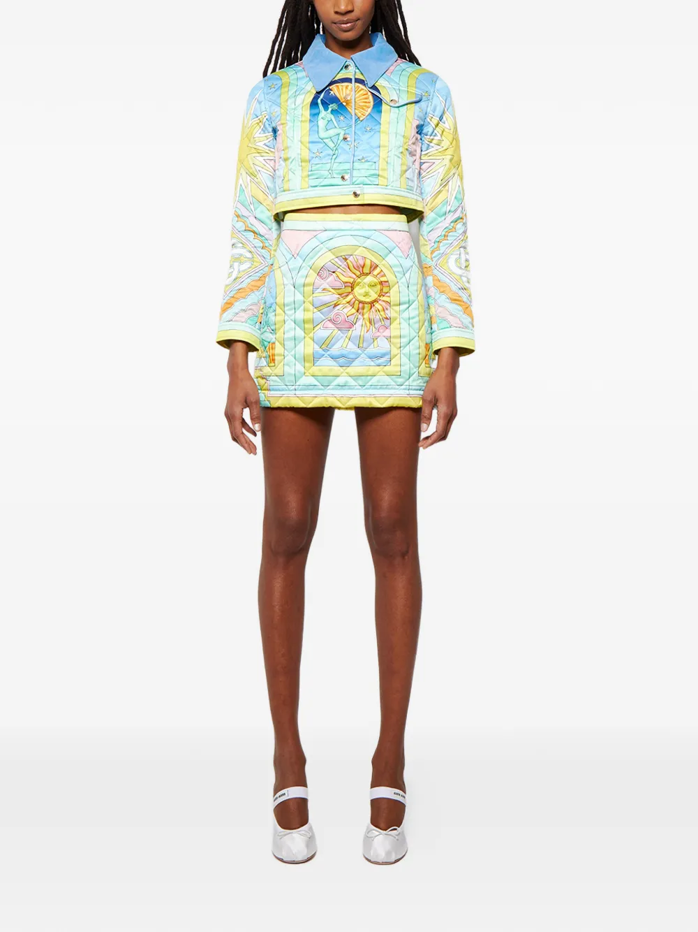 Casablanca printed quilted mini skirt - Geel