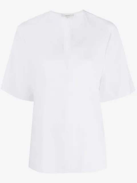 Vince split-neck short-sleeved blouse