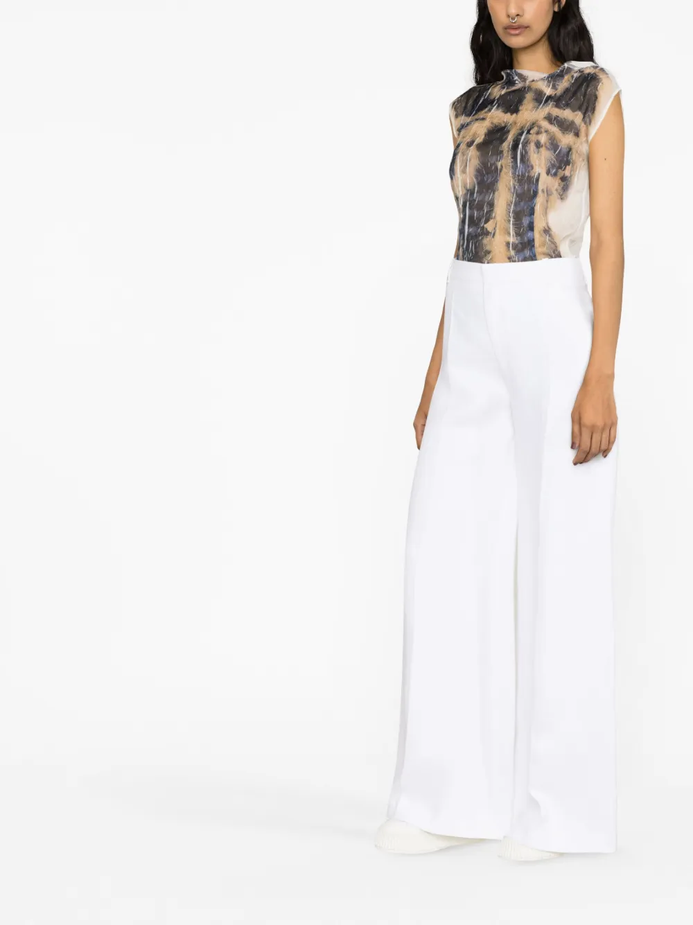 Chloé Wide-leg Ramie Trousres In Weiss