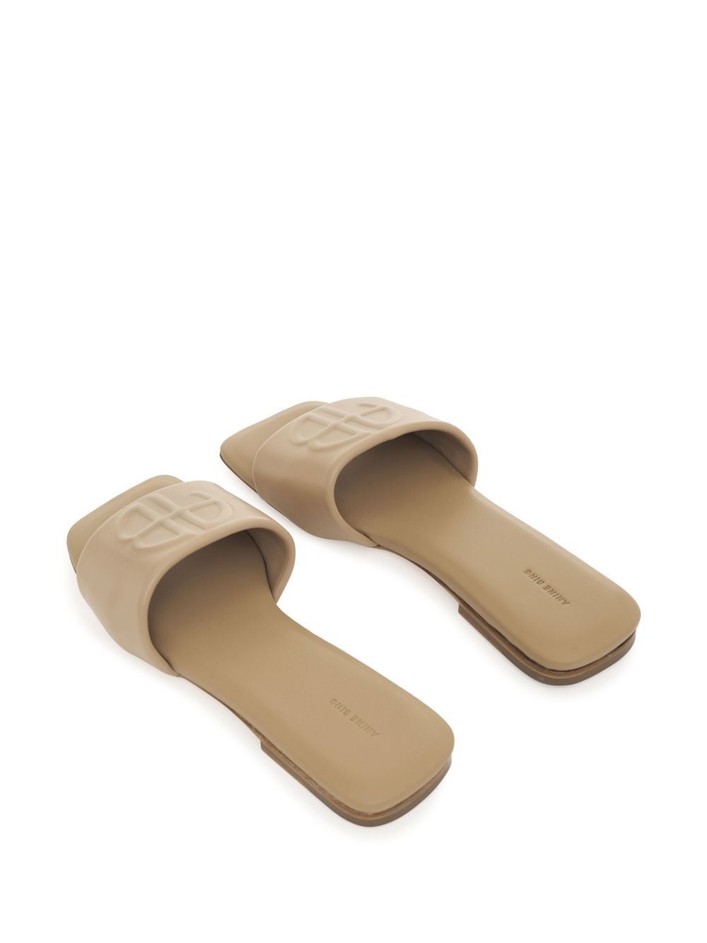Shop Anine Bing Ria Open-toe Leather Slides In Neutrals