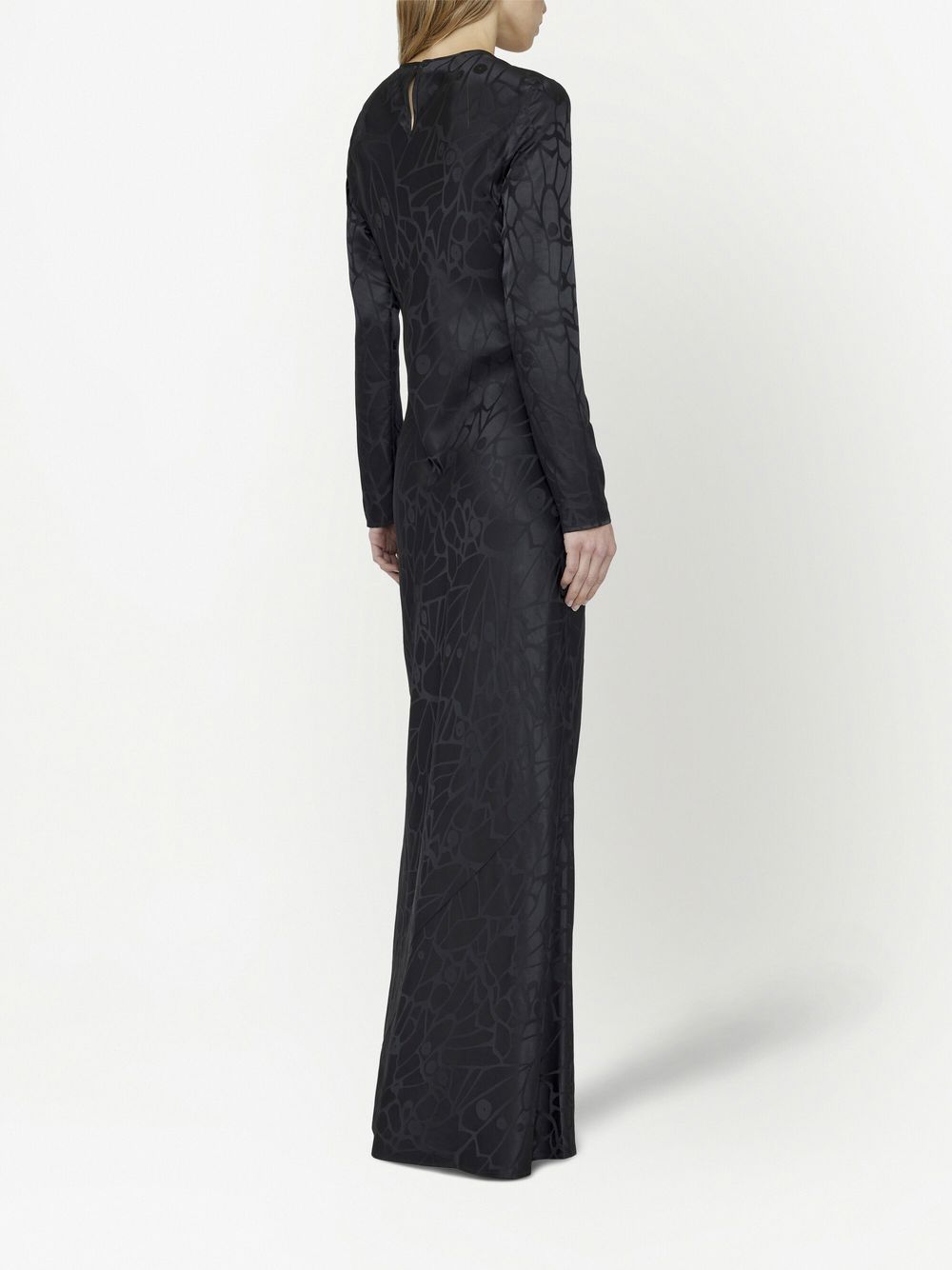 Shop Anine Bing Silk Butterfly-pattern Maxi Dress In Black