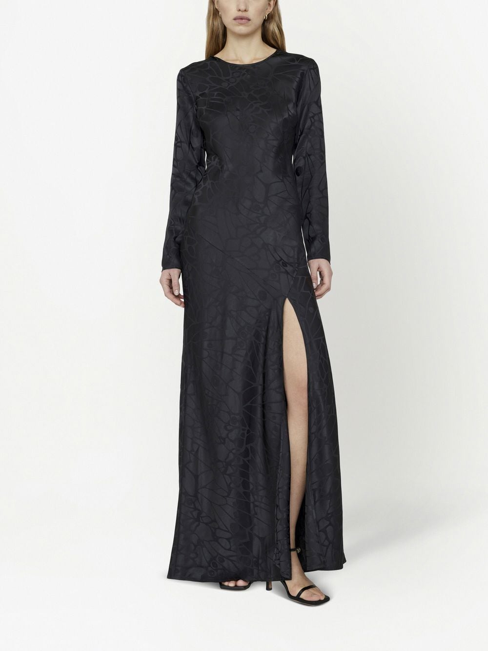 Shop Anine Bing Silk Butterfly-pattern Maxi Dress In Black