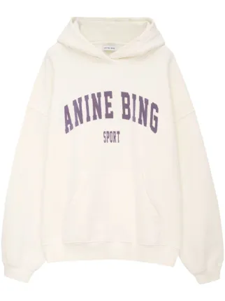 ANINE BING logo-print Pullover Hoodie - Farfetch