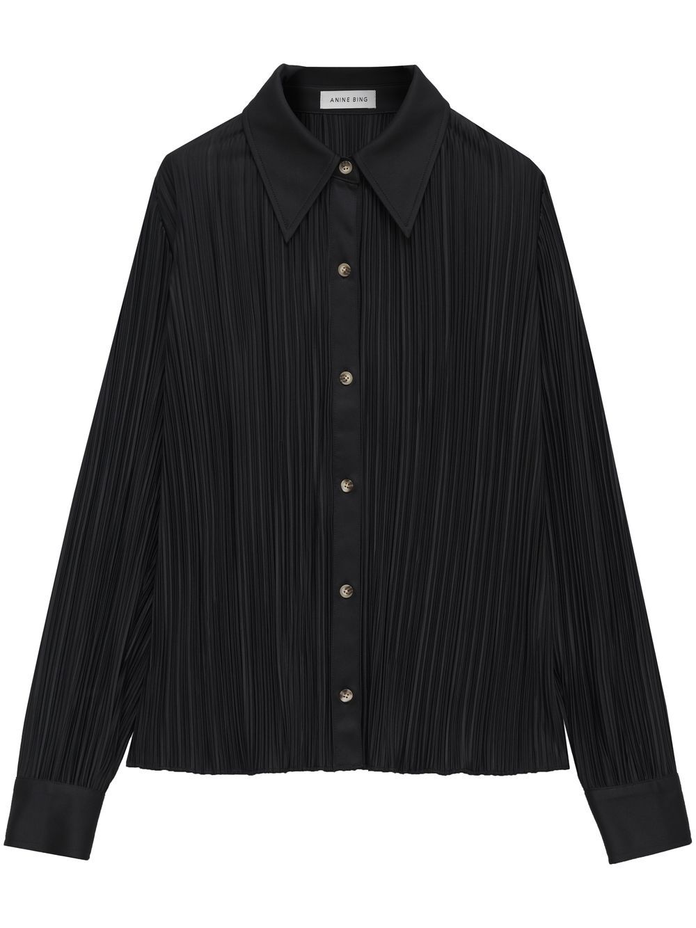 ANINE BING plissé effect button-up shirt - Black