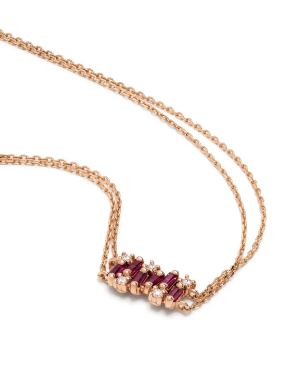 Suzanne Kalan 18kt Yellow Gold Willow Bar Ruby And Diamond