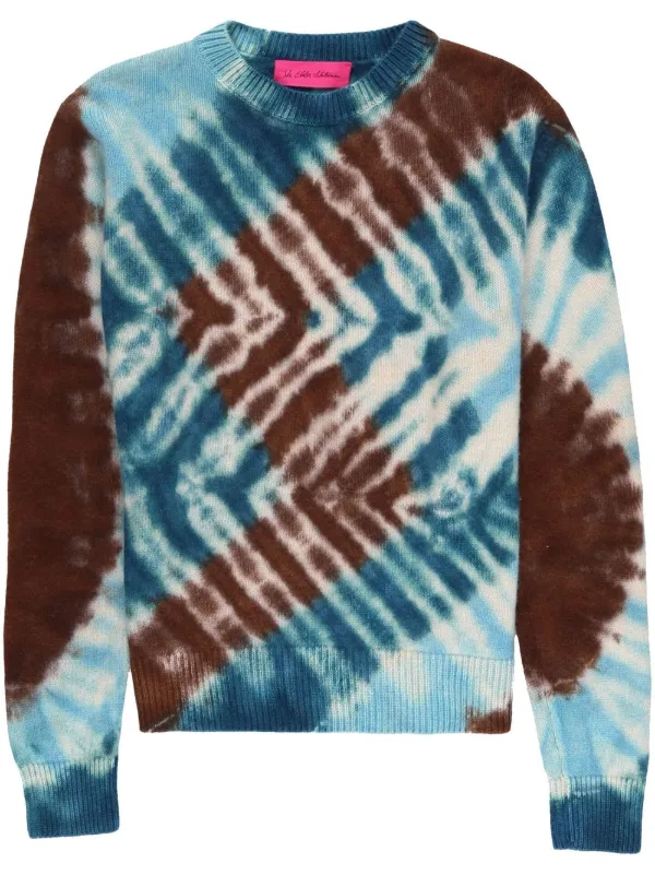 The Elder Statesman Zigzag Crew-neck Jumper in Brown