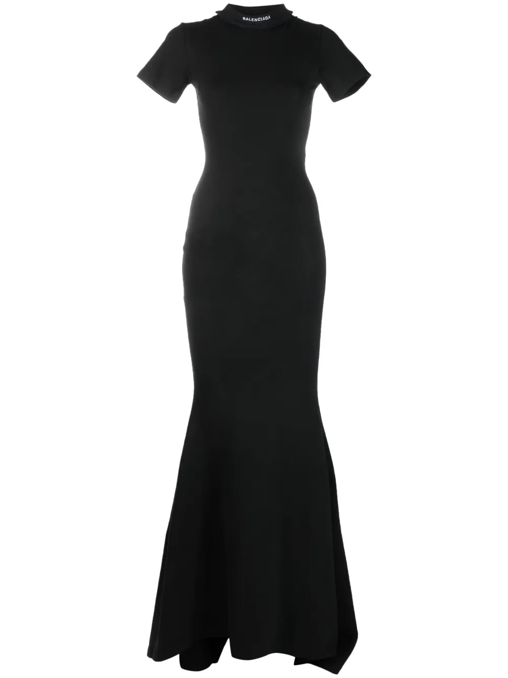 Balenciaga Logo-embroidered Neckline Gown In Black