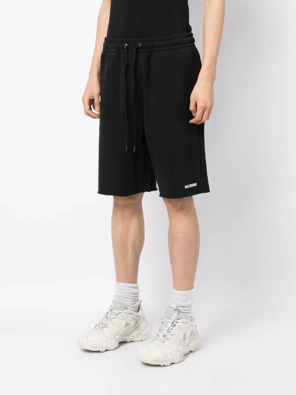 Shop We11 Done Logo-print Shorts In Black