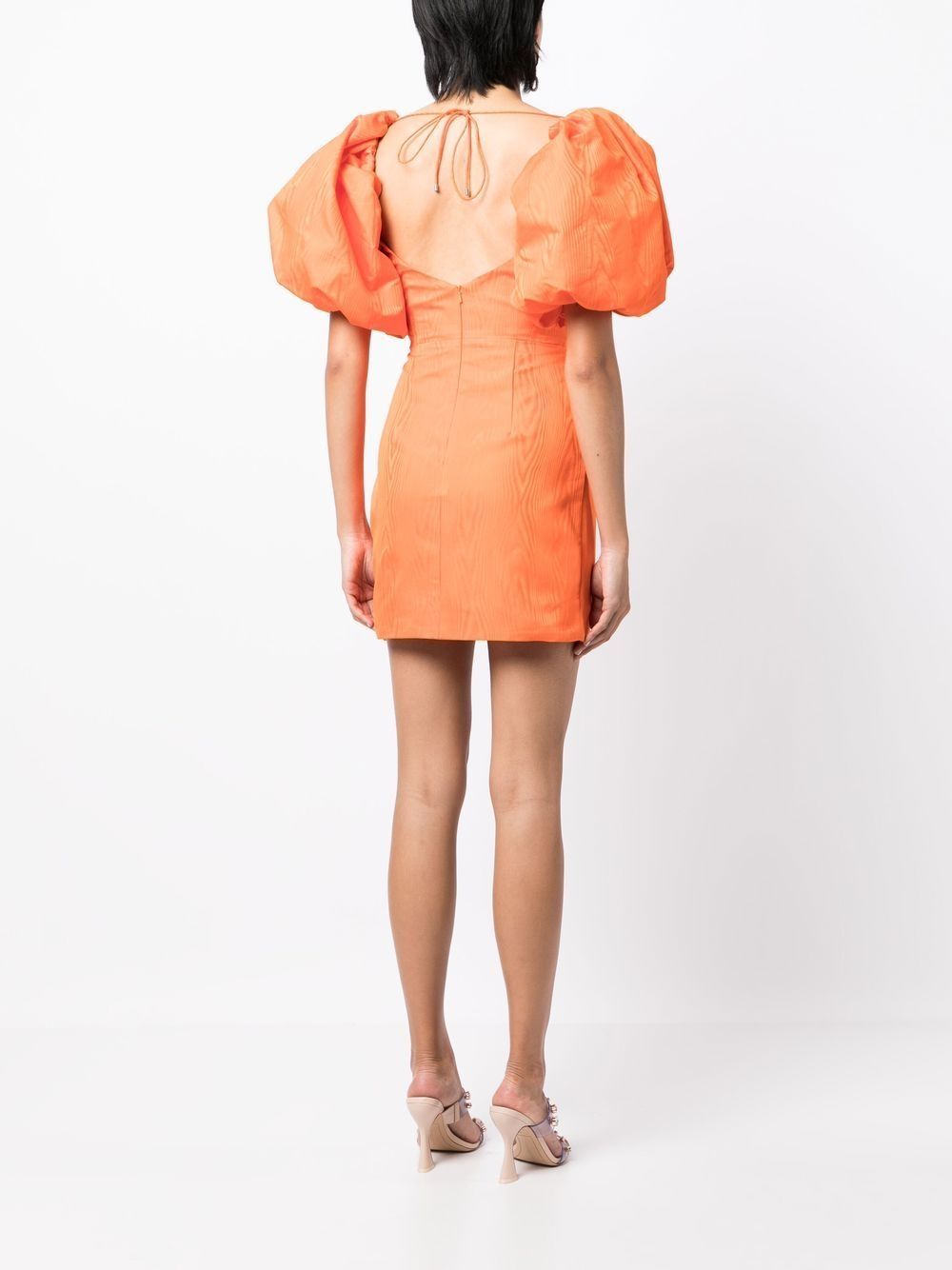 Shop Rebecca Vallance Carmelita Puff-sleeve Minidress In Orange
