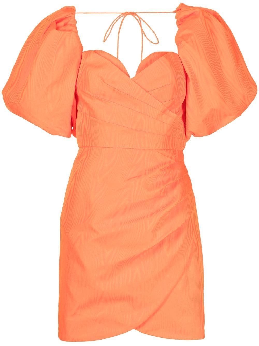 Shop Rebecca Vallance Carmelita Puff-sleeve Minidress In Orange