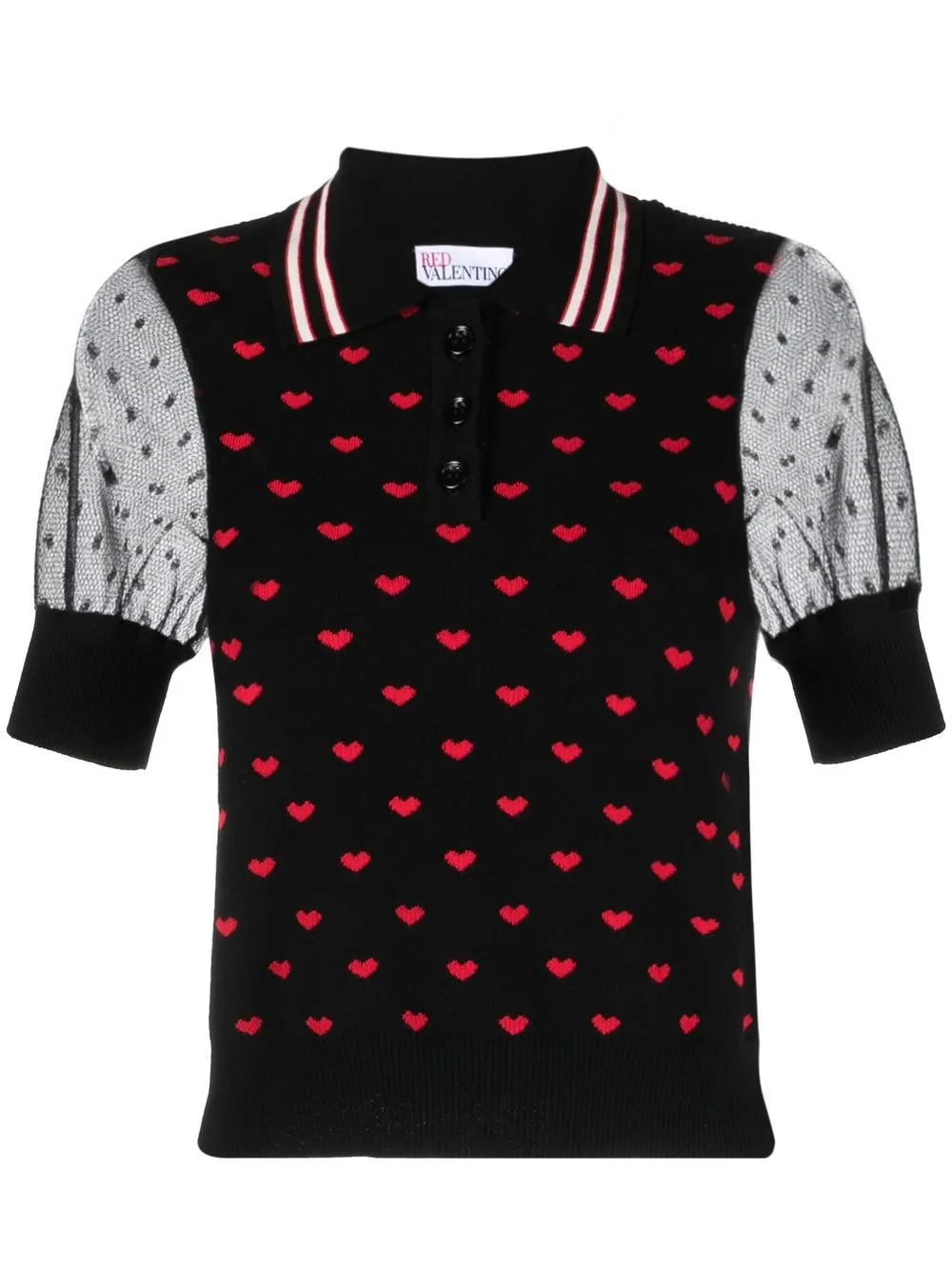 

RED Valentino heart-print short-sleeved polo shirt - Black