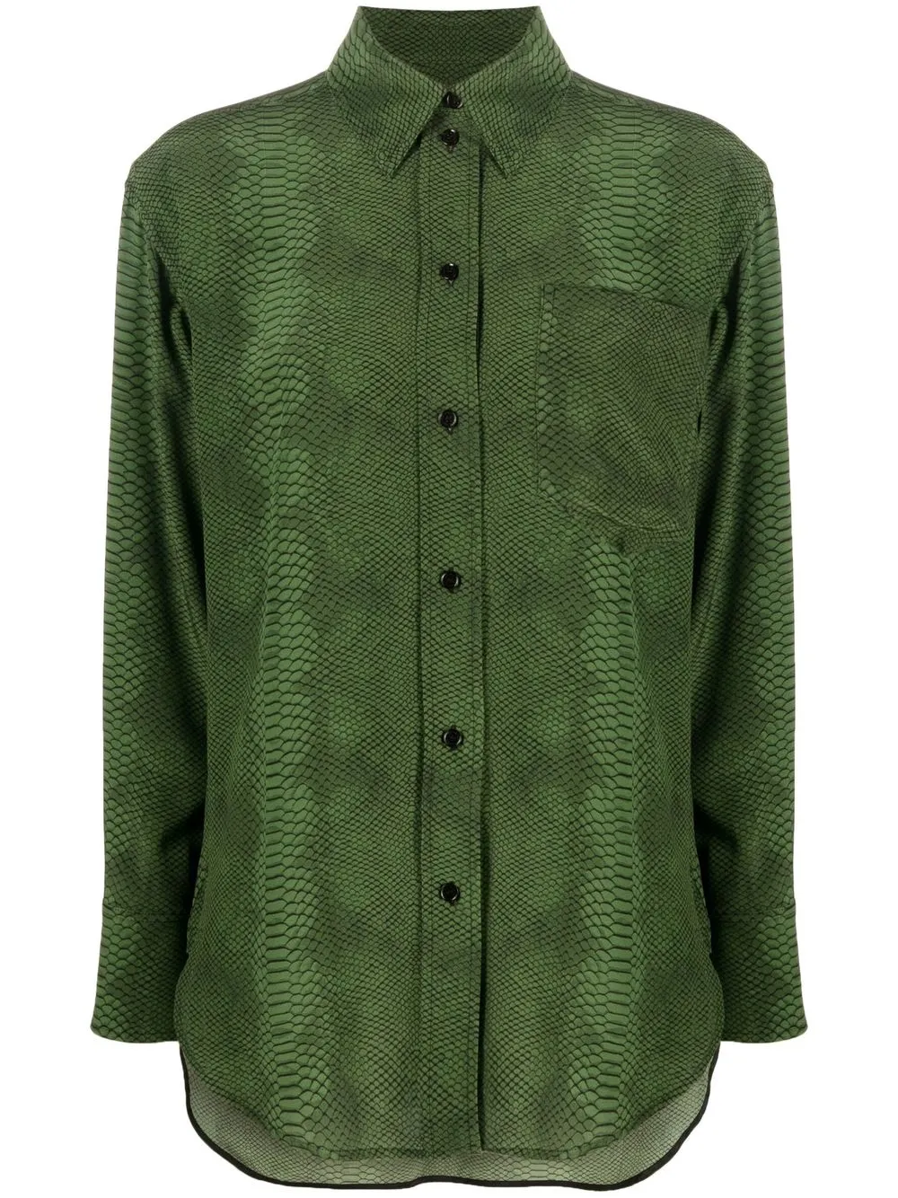 

Victoria Beckham snakeskin-print silk shirt - Green