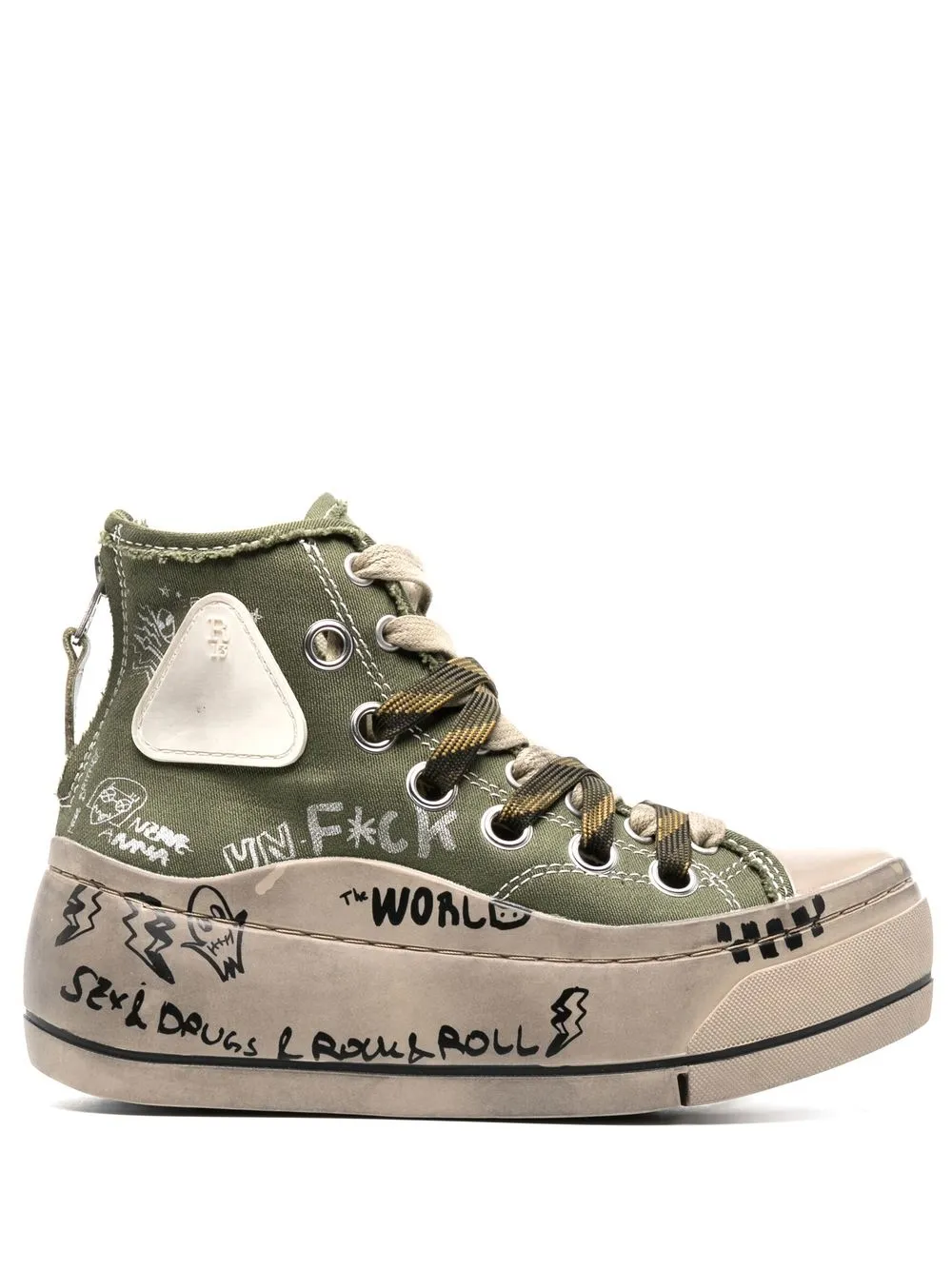 

R13 high-top platform sneakers - OLIVE