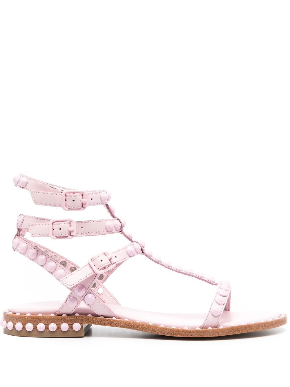 Ash Stud-detail Leather Sandals In Pink