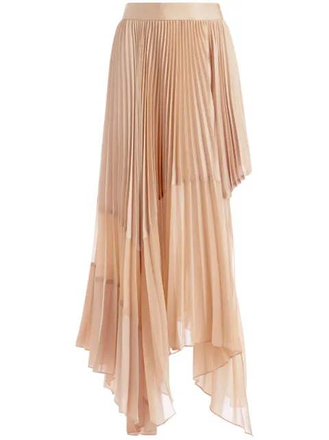 alice + olivia Fraley asymmetric pleated maxi skirt