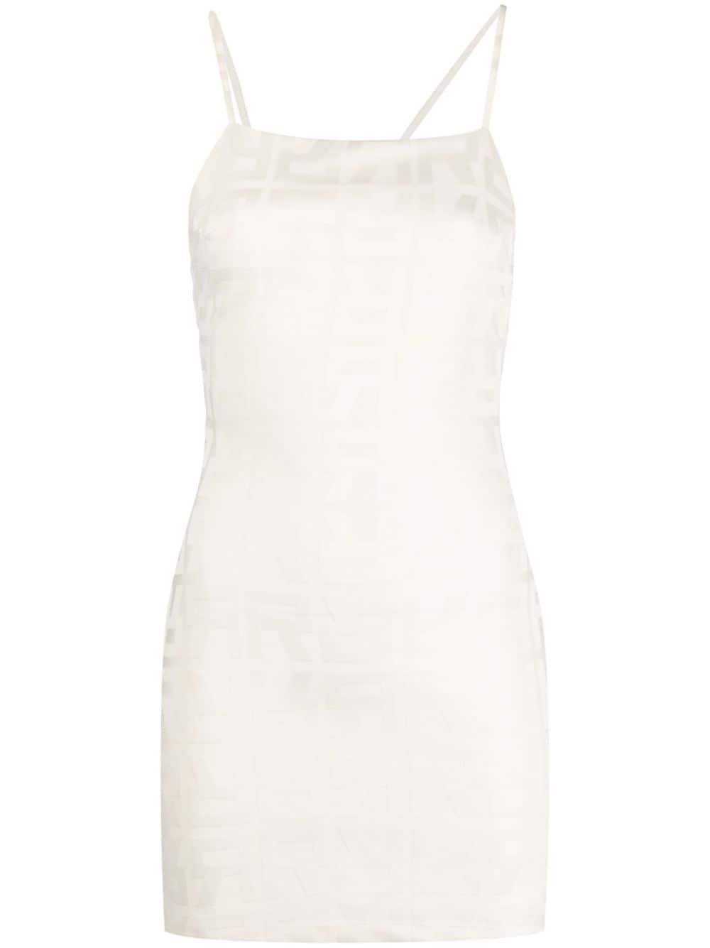 Shop Rotate Birger Christensen Monogram-jacquard Mini Dress In Nude