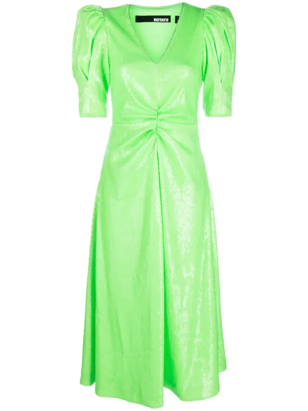 rotate dress green Rent Noon Puff Sleeved Dress | Rotate Birger Christensen main image 1
