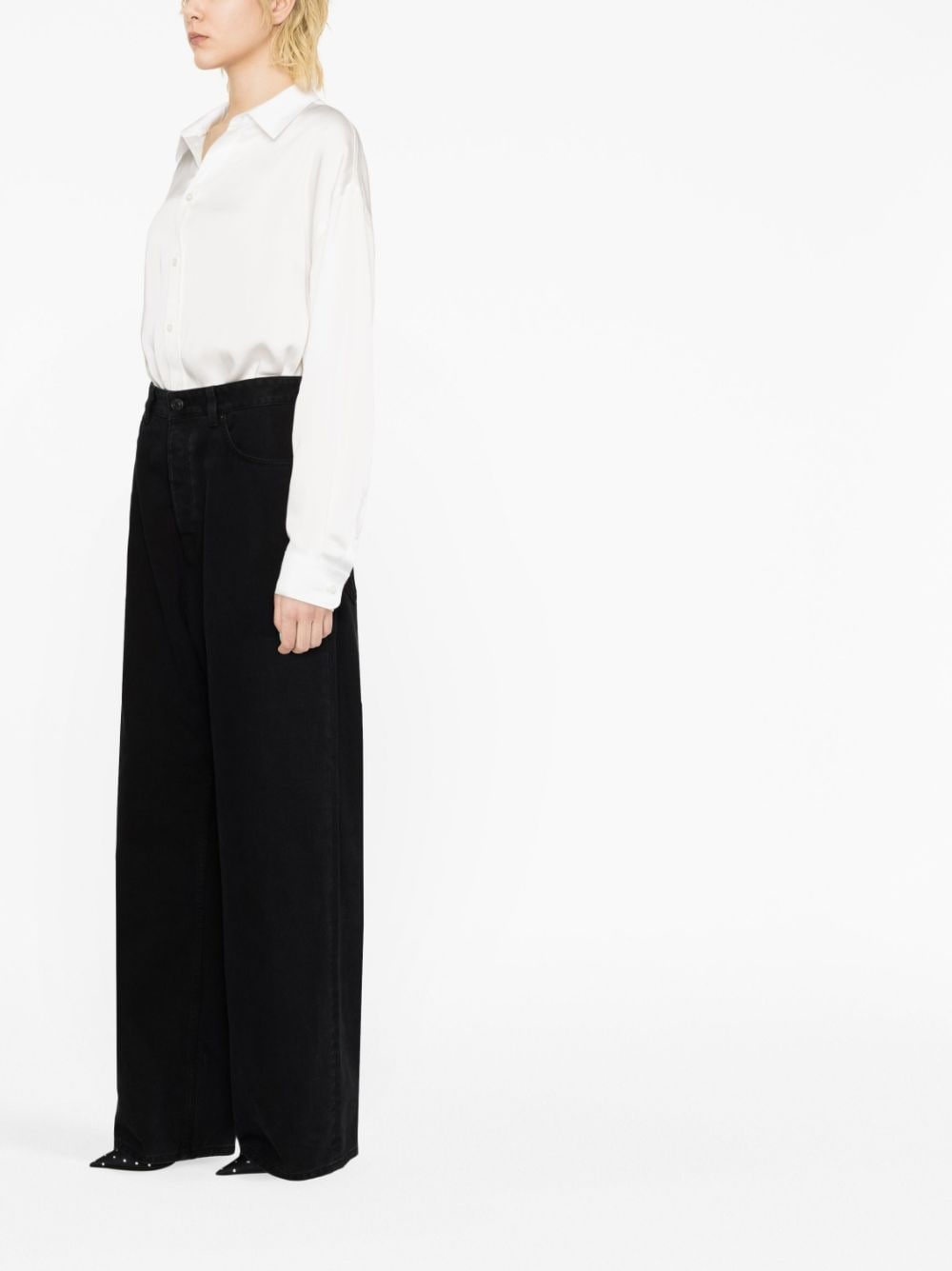 Shop Balenciaga Baggy Wide-leg Jeans In Black