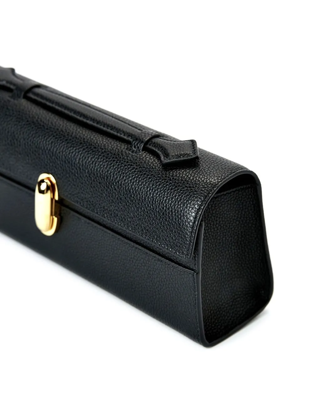Savette Slim Leather Pochette Top-handle Bag In Black