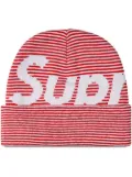 Supreme striped Big Logo beanie - Red