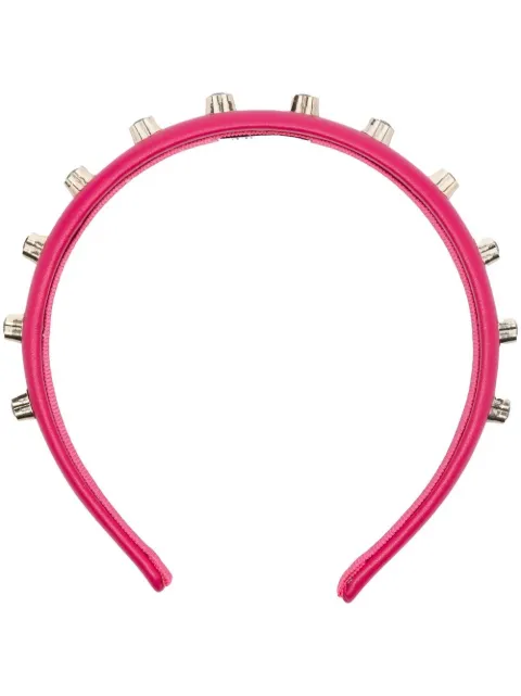 RED(V) crystal-embellished leather headband