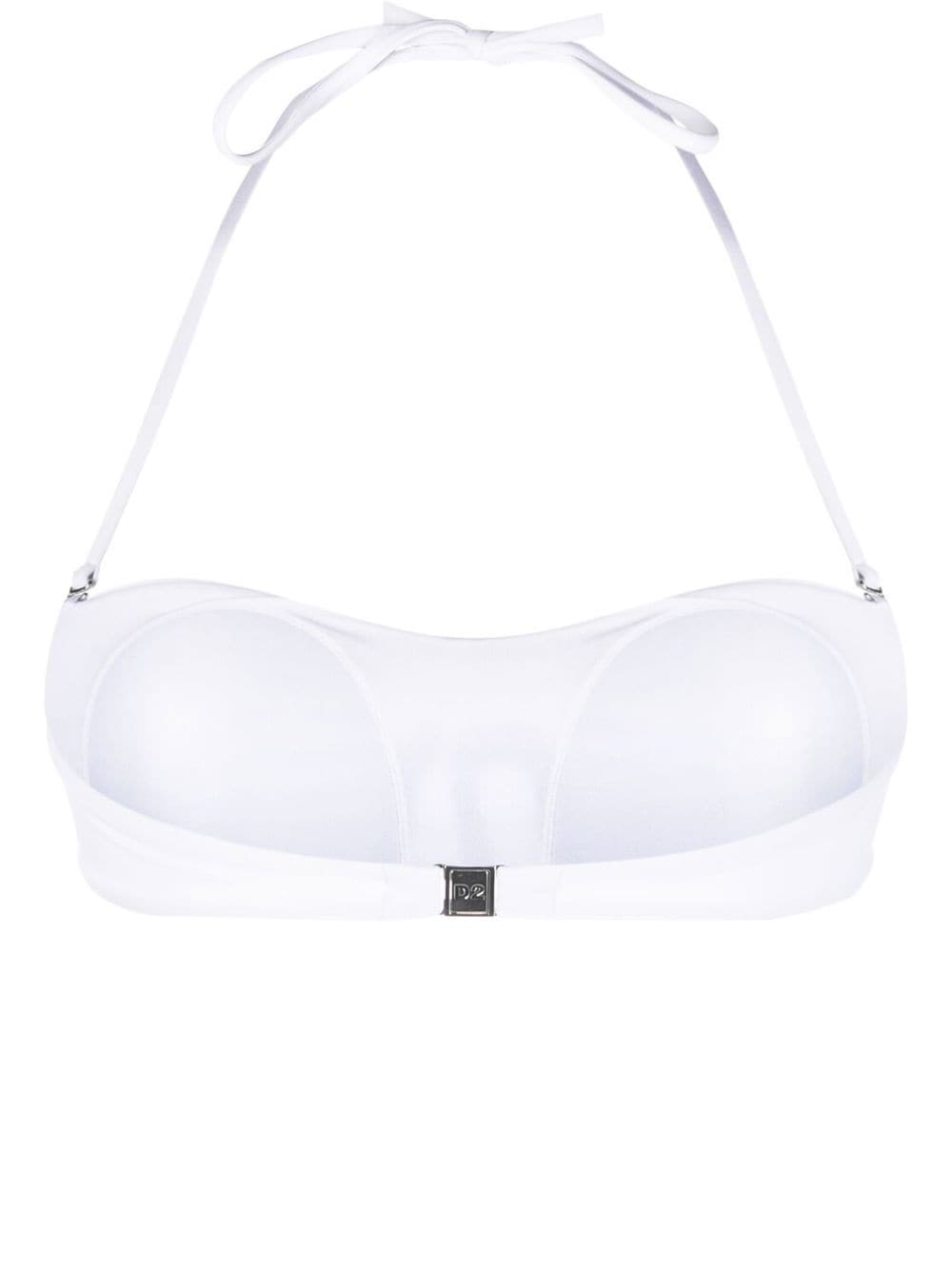 Shop Dsquared2 Icon-print Halterneck Bikini Top In White