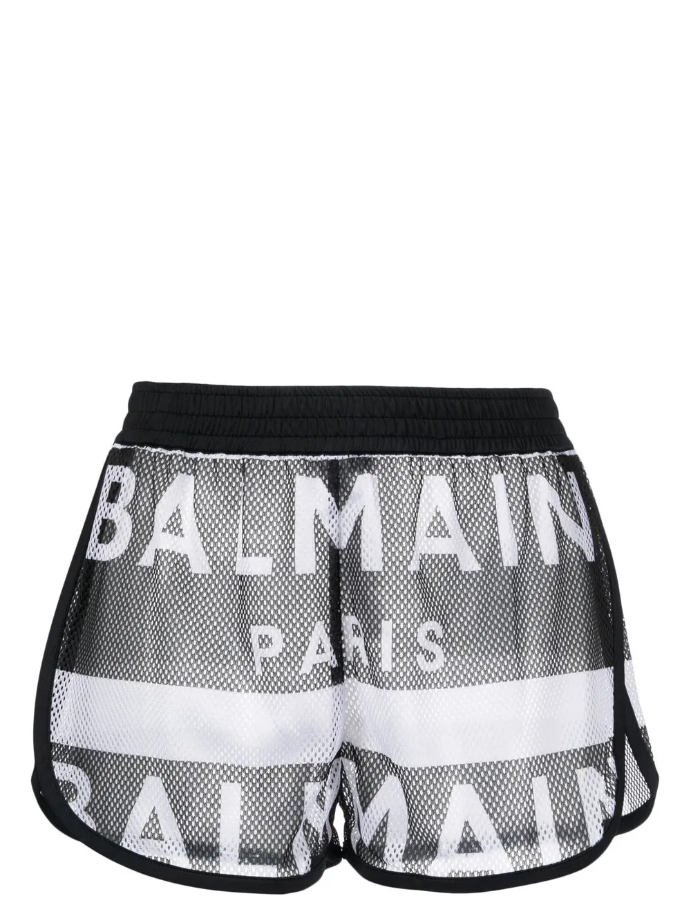 

Balmain logo-print mesh beach shorts - Black