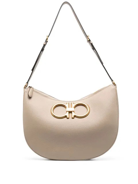 Ferragamo Gancini-logo leather shoulder bag 