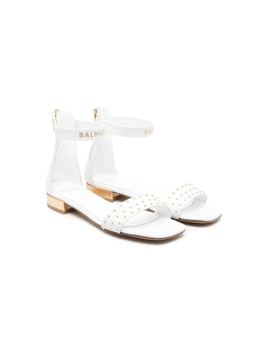 

Balmain Kids studded open-toe 20mm sandals - White