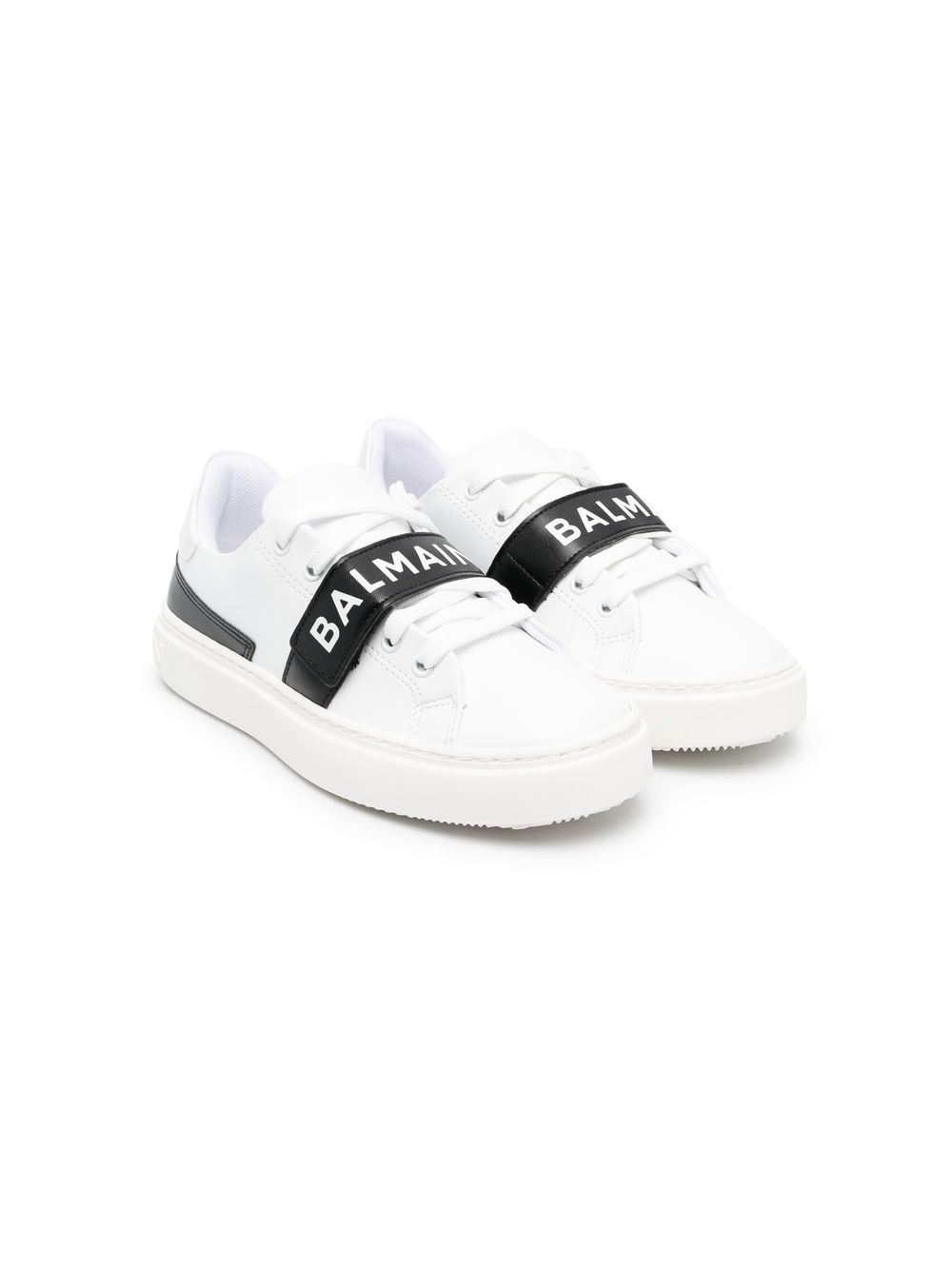 Shop Balmain Logo-print Low-top Sneakers In White