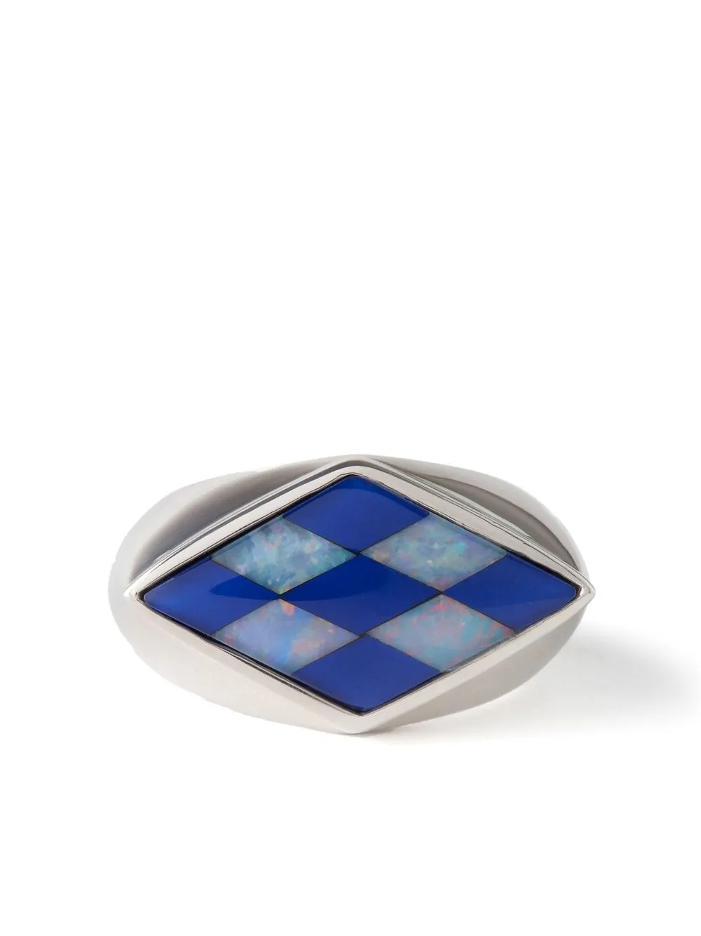 

O Thongthai lapis and opal check ring - Silver