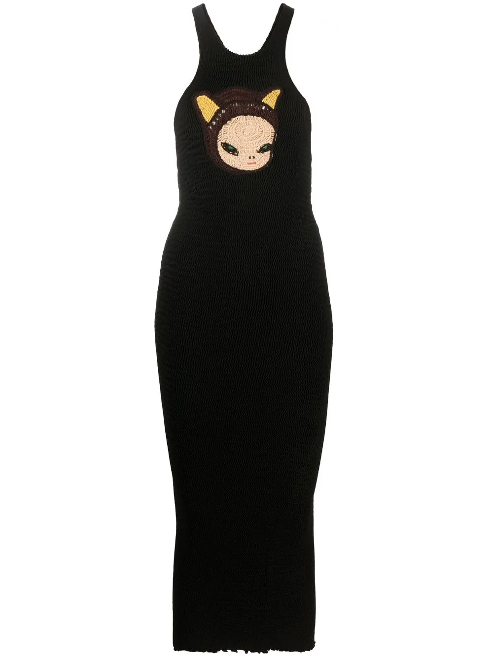 Stella McCartney Abito midi con dettaglio all'uncinetto - Nero