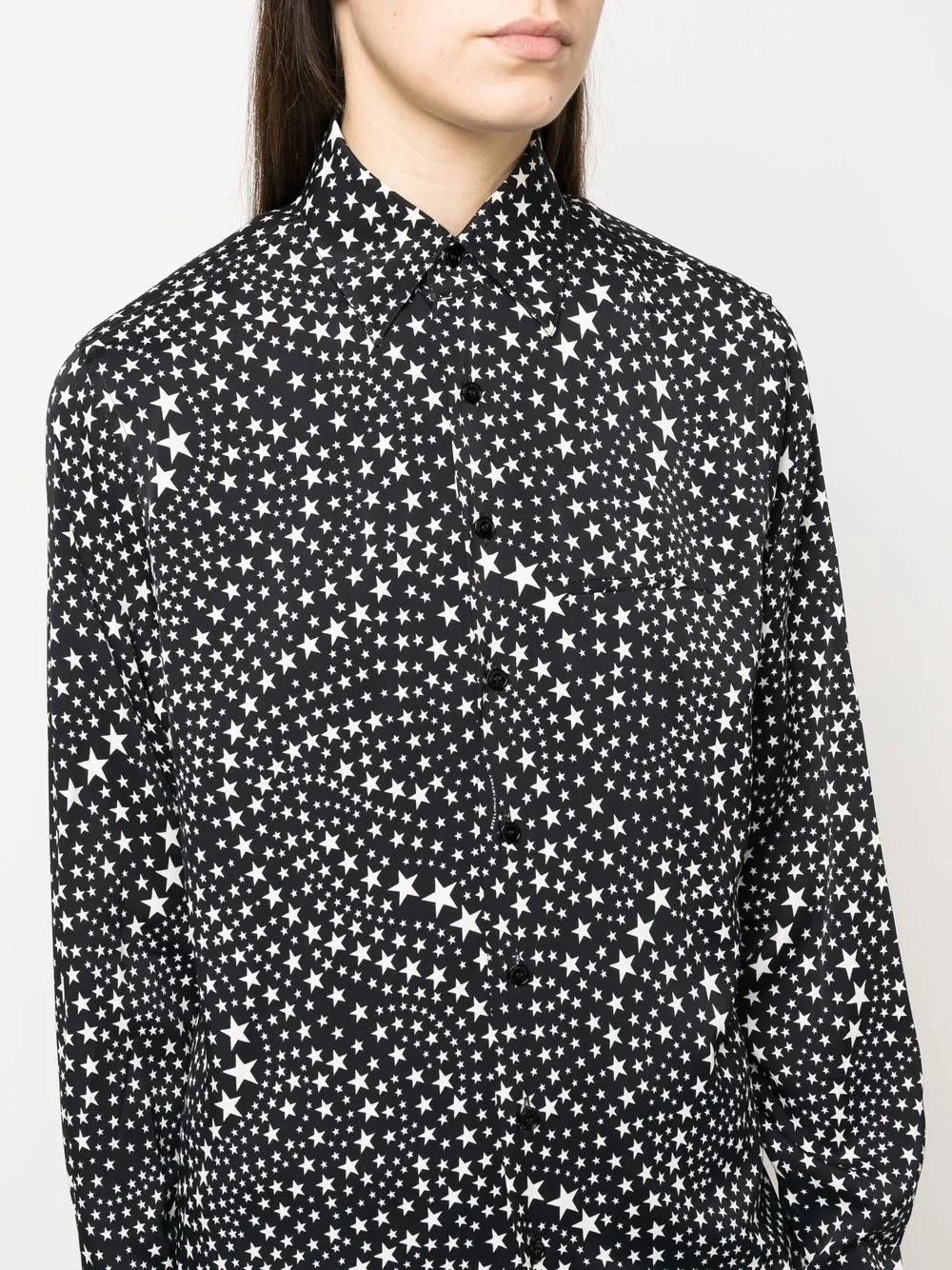 Stella Mccartney Star-print Long-sleeve Shirt In Black