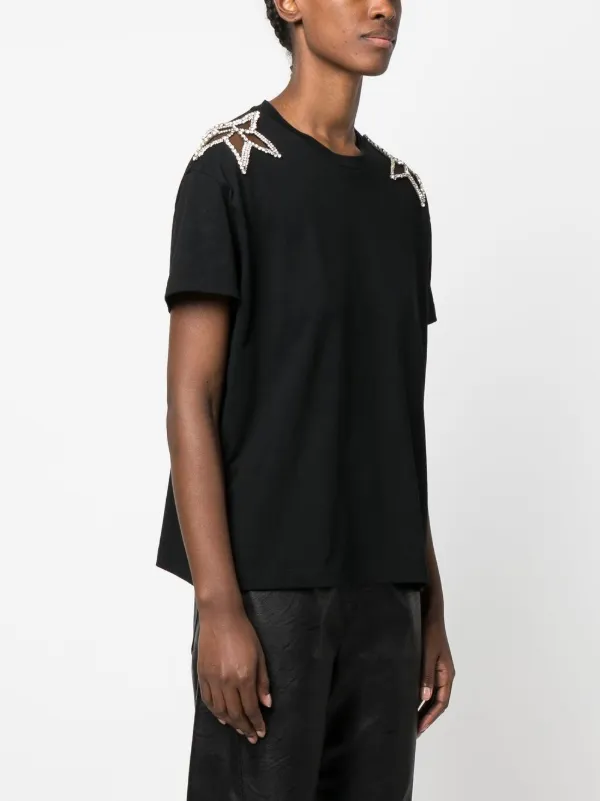 Tシャツ・カットソー STELLA MCCARTNEY COTTON T-SHIRT WITH CRYSTAL LOGO Stella McCartney crystal-embellished short-sleeved T-shirt