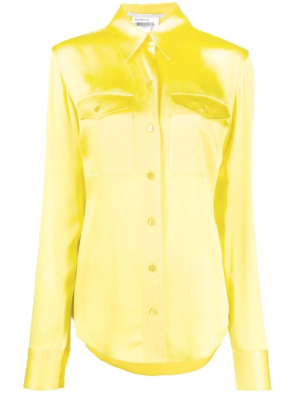 Stella McCartney ボタンアップ サテンシャツ - イエロー Stella McCartney ボタンアップ サテンシャツ - イエロー