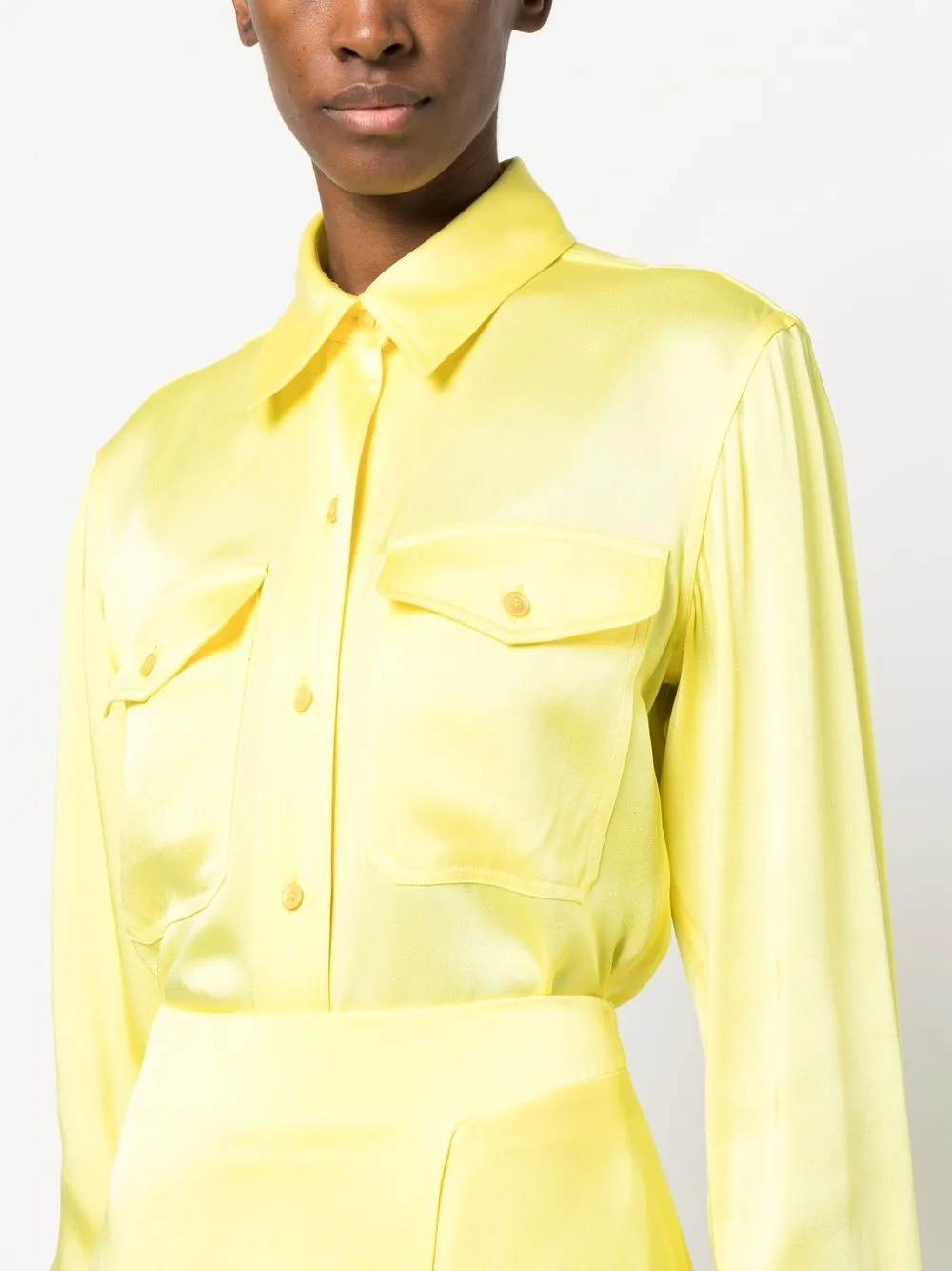 Stella Mccartney Button-up Satin Shirt In Yellow