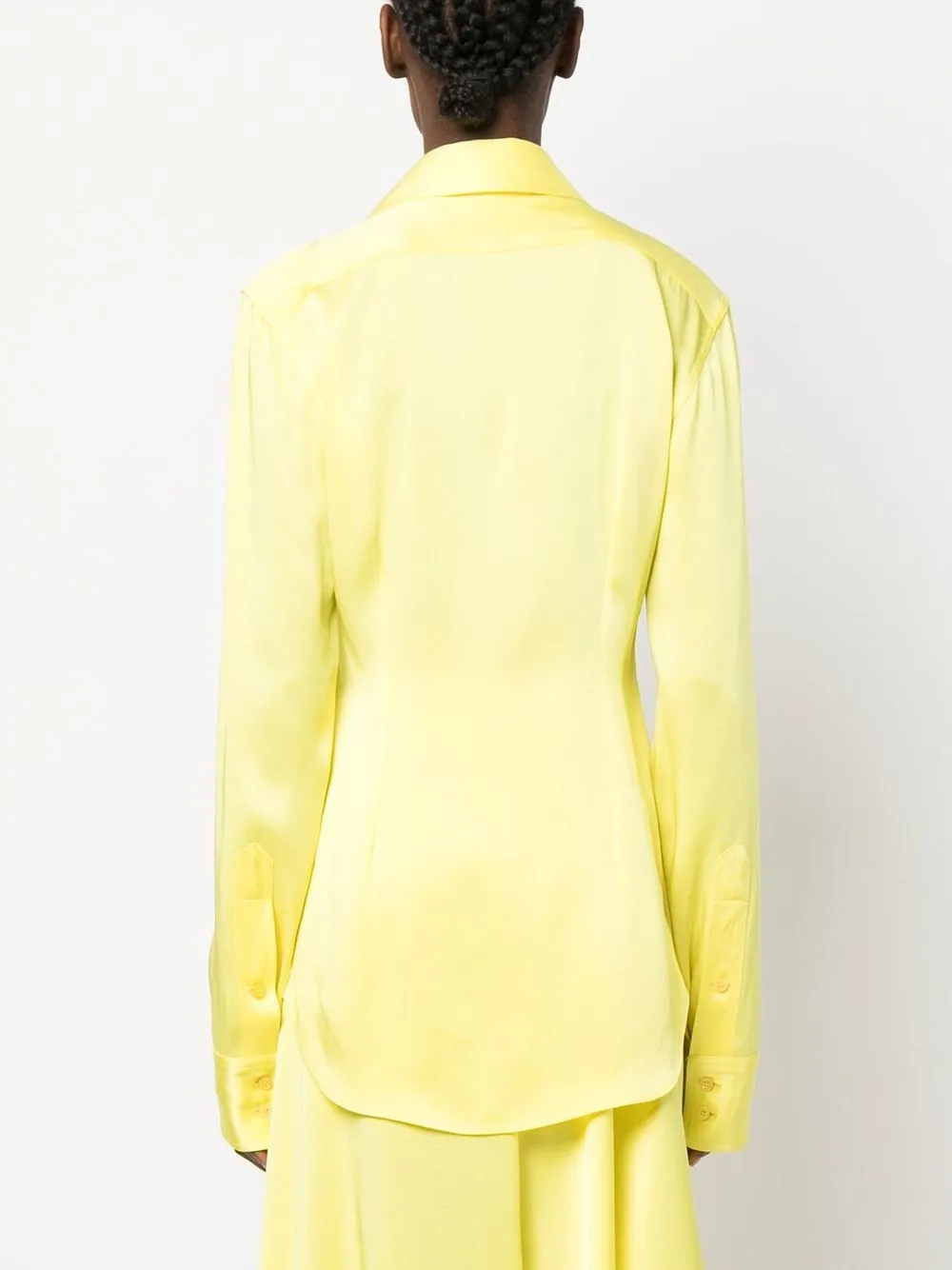 Stella Mccartney Button-up Satin Shirt In Yellow