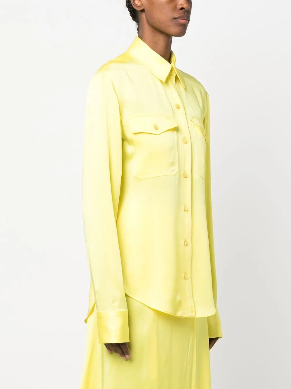 Stella Mccartney Button-up Satin Shirt In Yellow