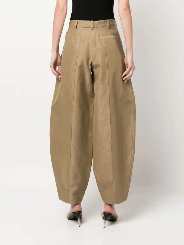 【送料&関税込】Stella McCartney Wide Leg Trousers $995 Stella McCartney Womens Green Creased Pants Wide Leg