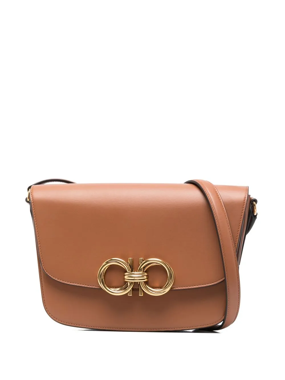 

Ferragamo Gancini-logo leather shoulder bag - Brown