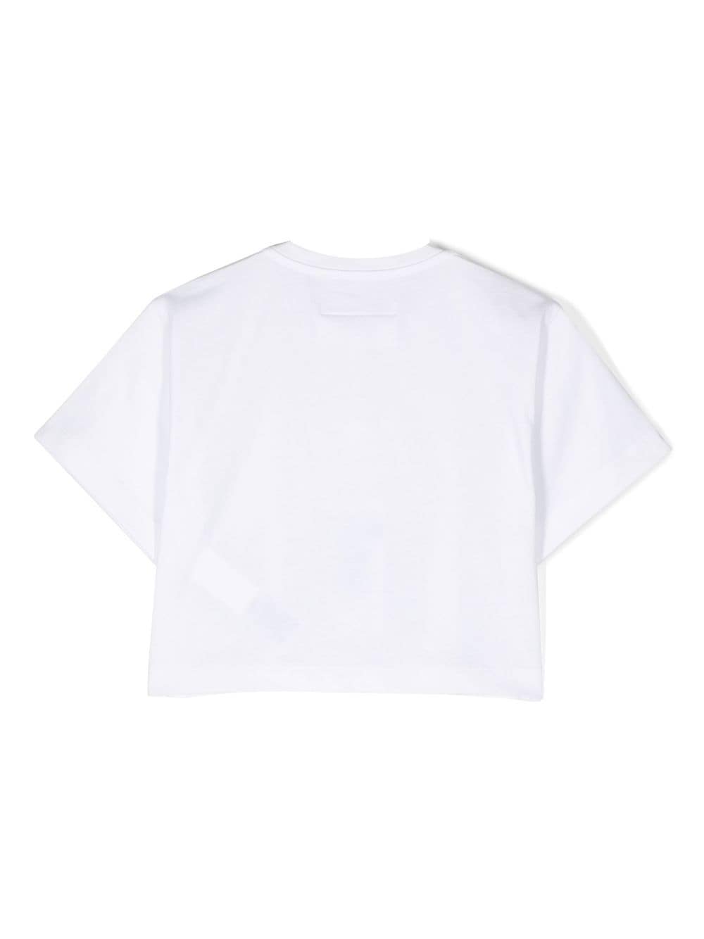 Shop Mm6 Maison Margiela Graphic-print Cropped T-shirt In White
