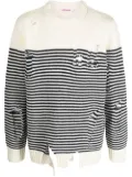 Charles Jeffrey Loverboy striped crew-neck jumper - White