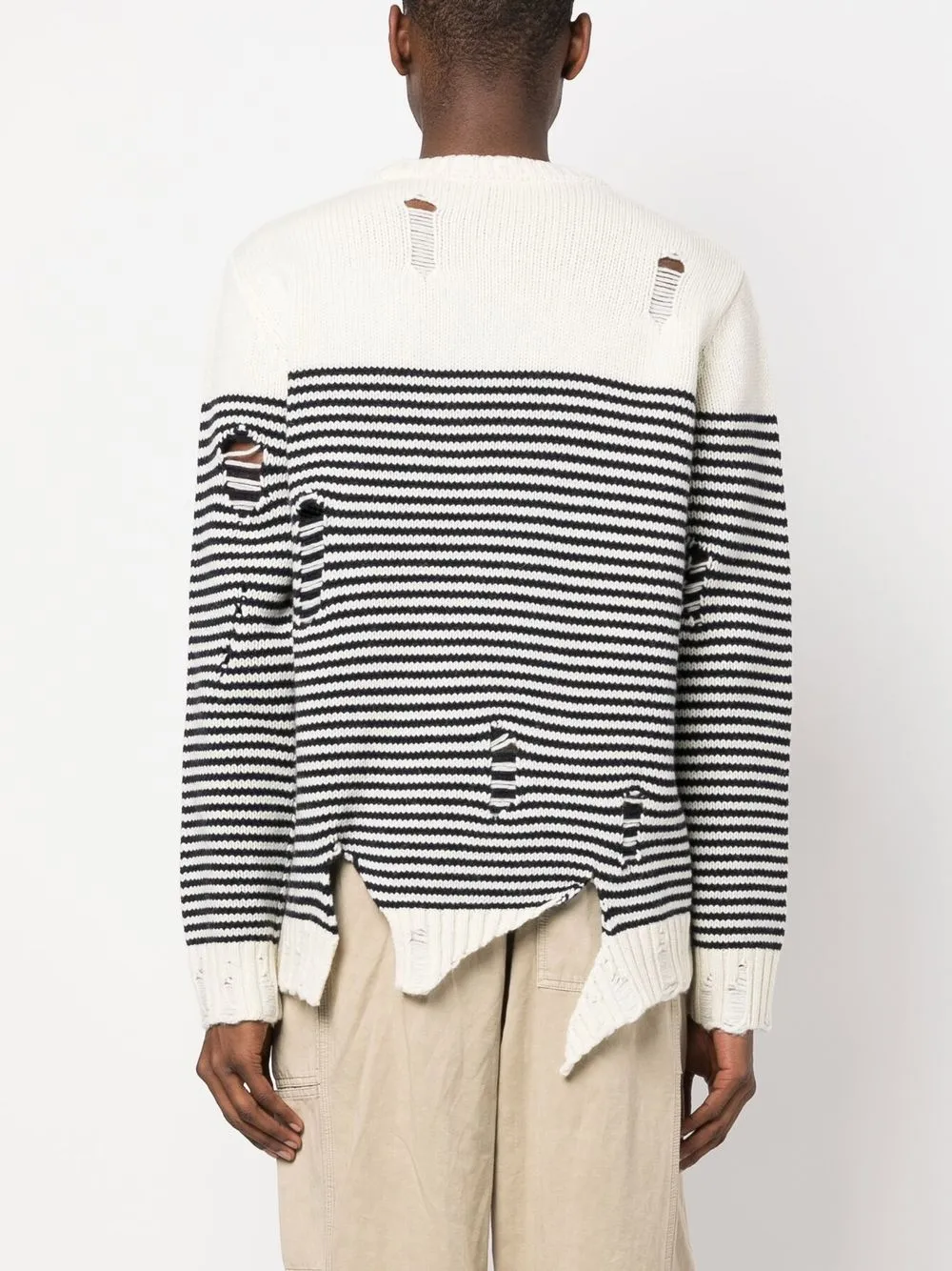 Shop Charles Jeffrey Loverboy Striped Crew-neck Jumper In White