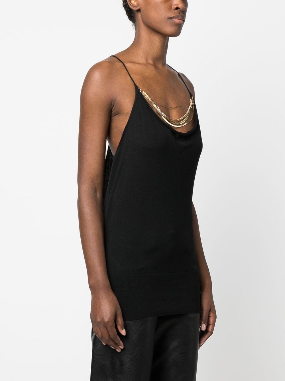 Shop Stella Mccartney Chain-detail Knitted Vest Top In Black