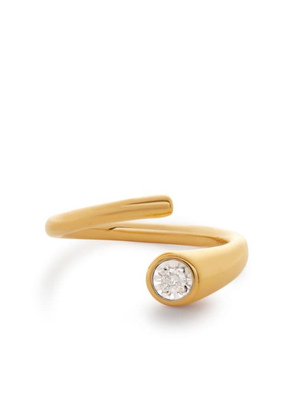 Monica Vinader Diamond Essentials Open Wrap Ring in 18ct Gold Vermeil on Sterling