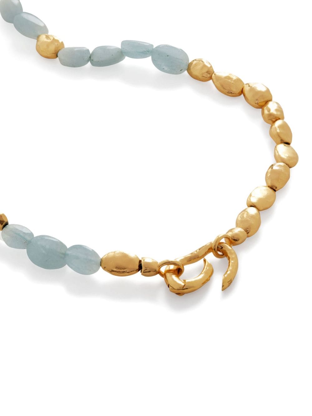 Shop Monica Vinader Rio Aquamarine Beaded Necklace In Gold