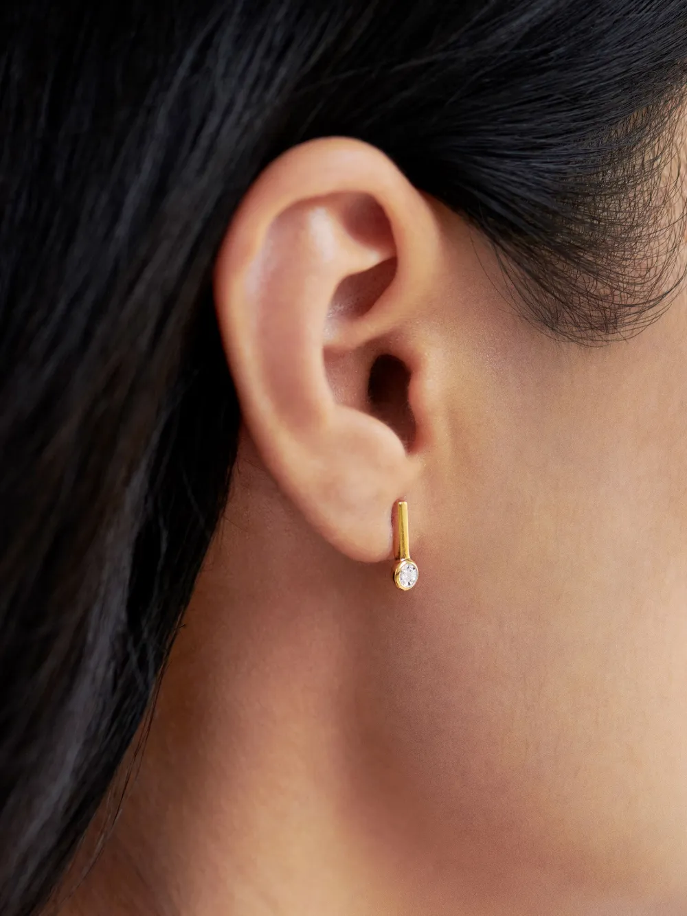 Shop Monica Vinader Essential Drop Diamond Earrings In Gold