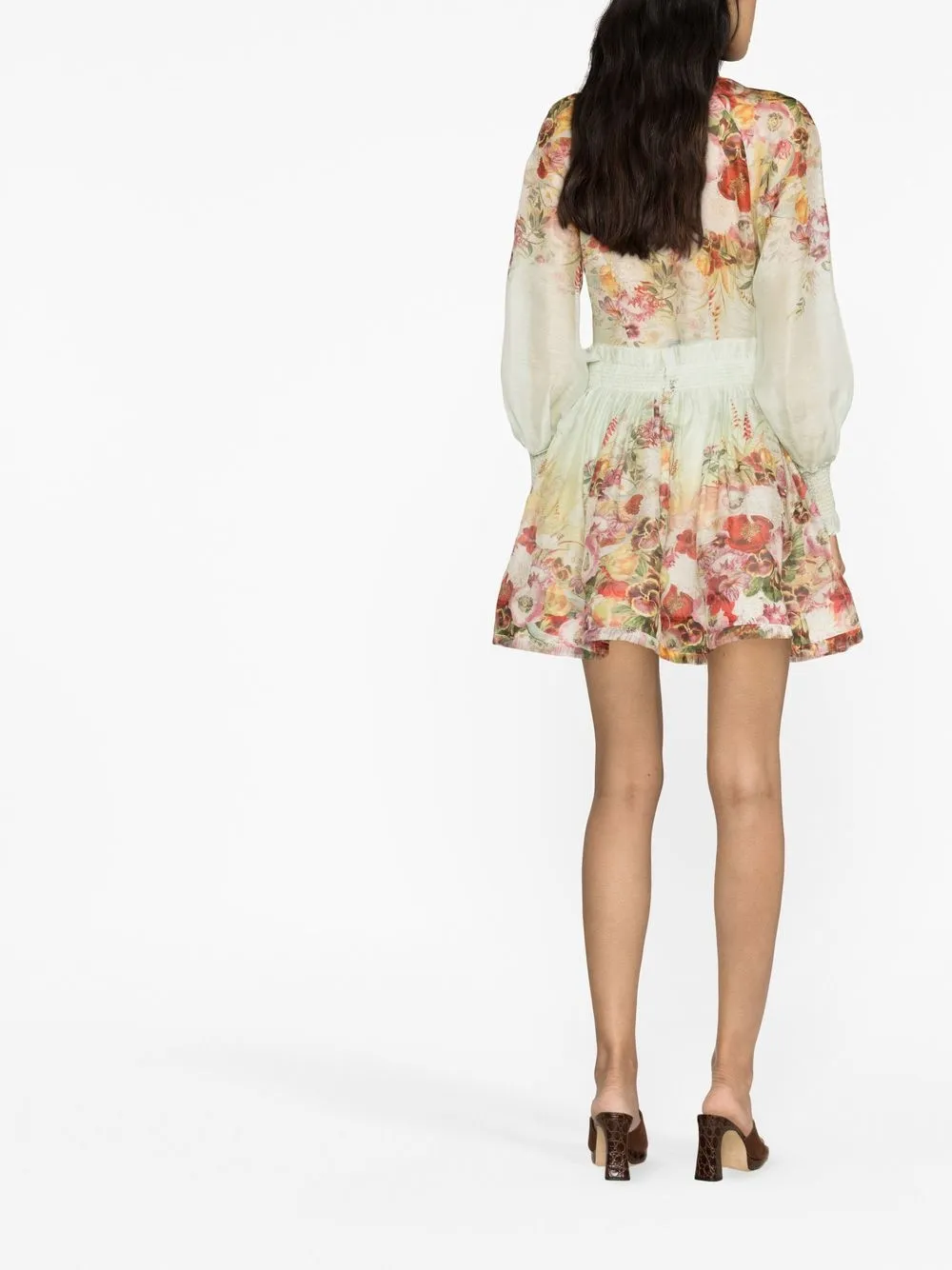 Shop Zimmermann Wonderland Floral-print Miniskirt In Grün