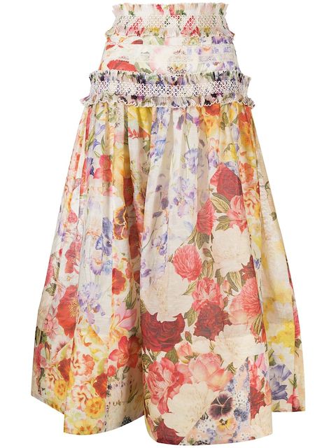 ZIMMERMANN Wonderland smocked midi skirt