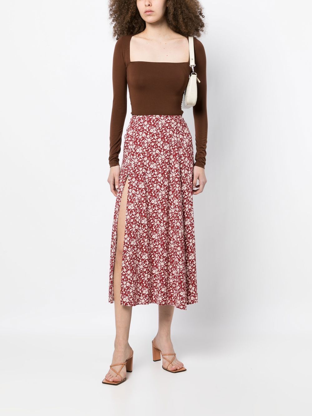 Reformation Midi-jurk met bloemenprint - Rood